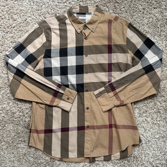 BURBERRY BRIT Nova Check Plaid Button Up Shirt Long Sleeve Men’s Size XL - Picture 1 of 10